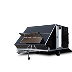 AmeraLite BLAST Aluminum Snow Trailer Front 3/4 with doors open